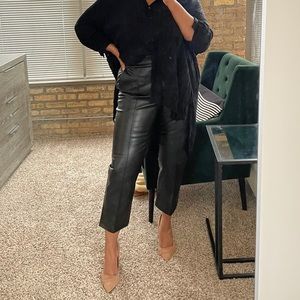 H&M Cropped Faux Leather Pants